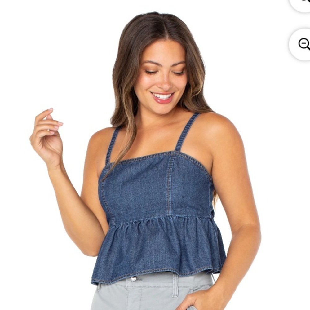 Celebrity Pink Denim Blue Peplum Crop Top